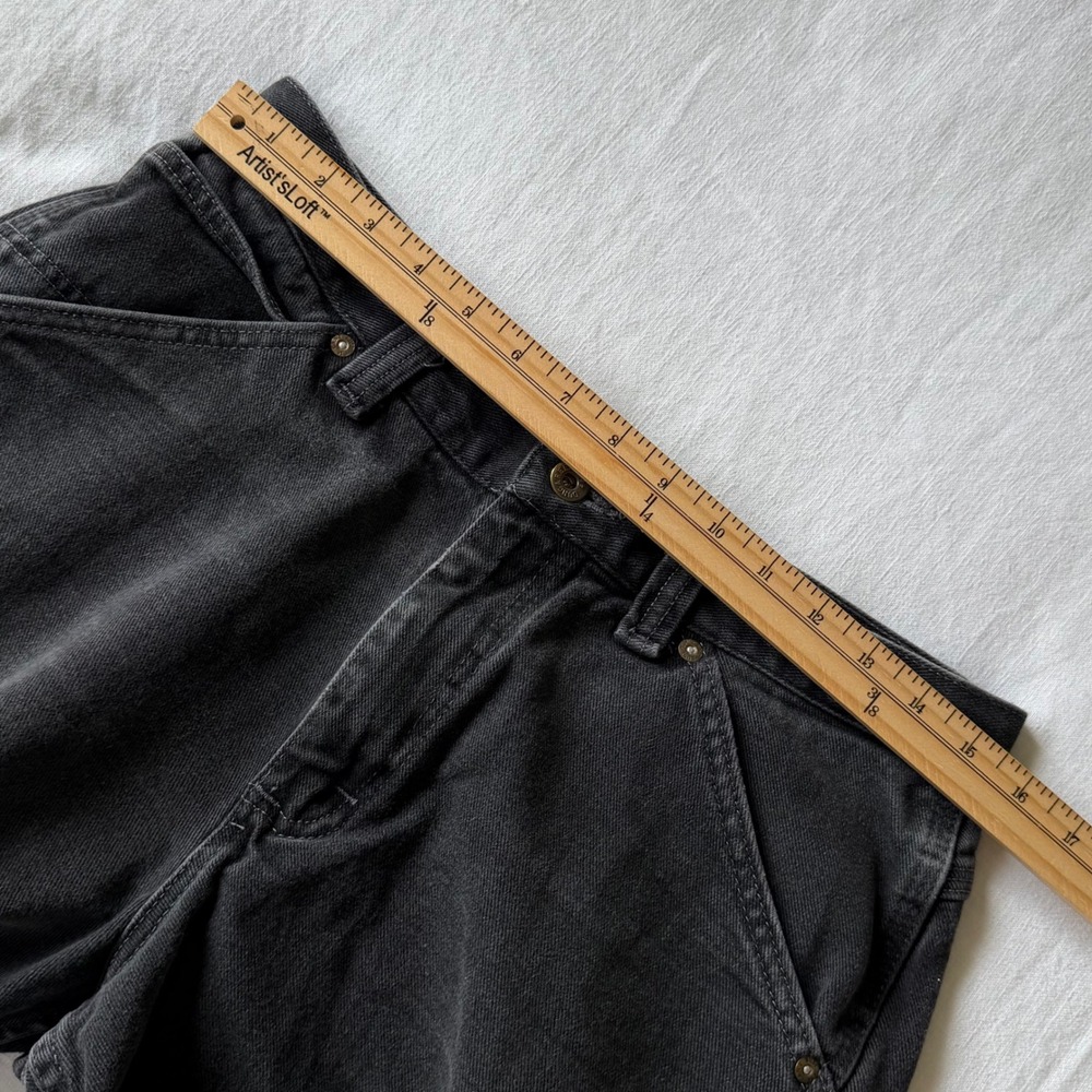 Lee Dungarees Black Carpenter Denim Shorts Sz 31.5 Workwear Faded - Picture 4 of 9